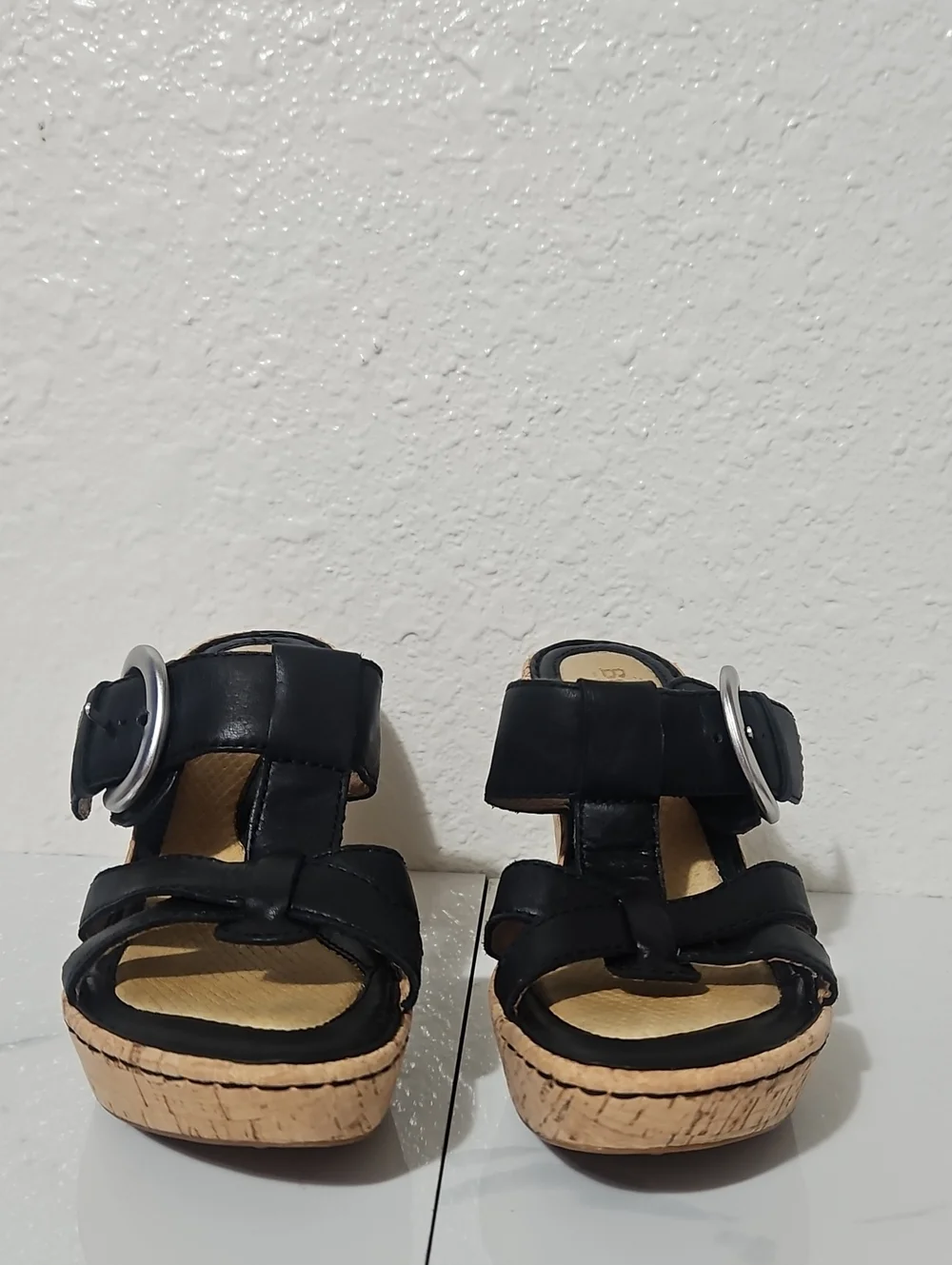 Born Strappy Cork Wedge Heel Platform Mule Sandals